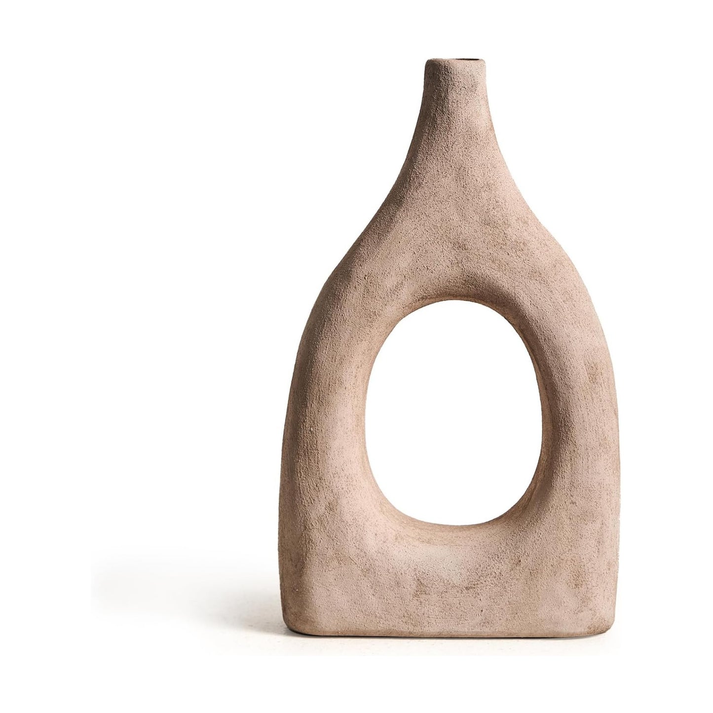 Large Boho Ceramic Floor Vase / Beige Medium