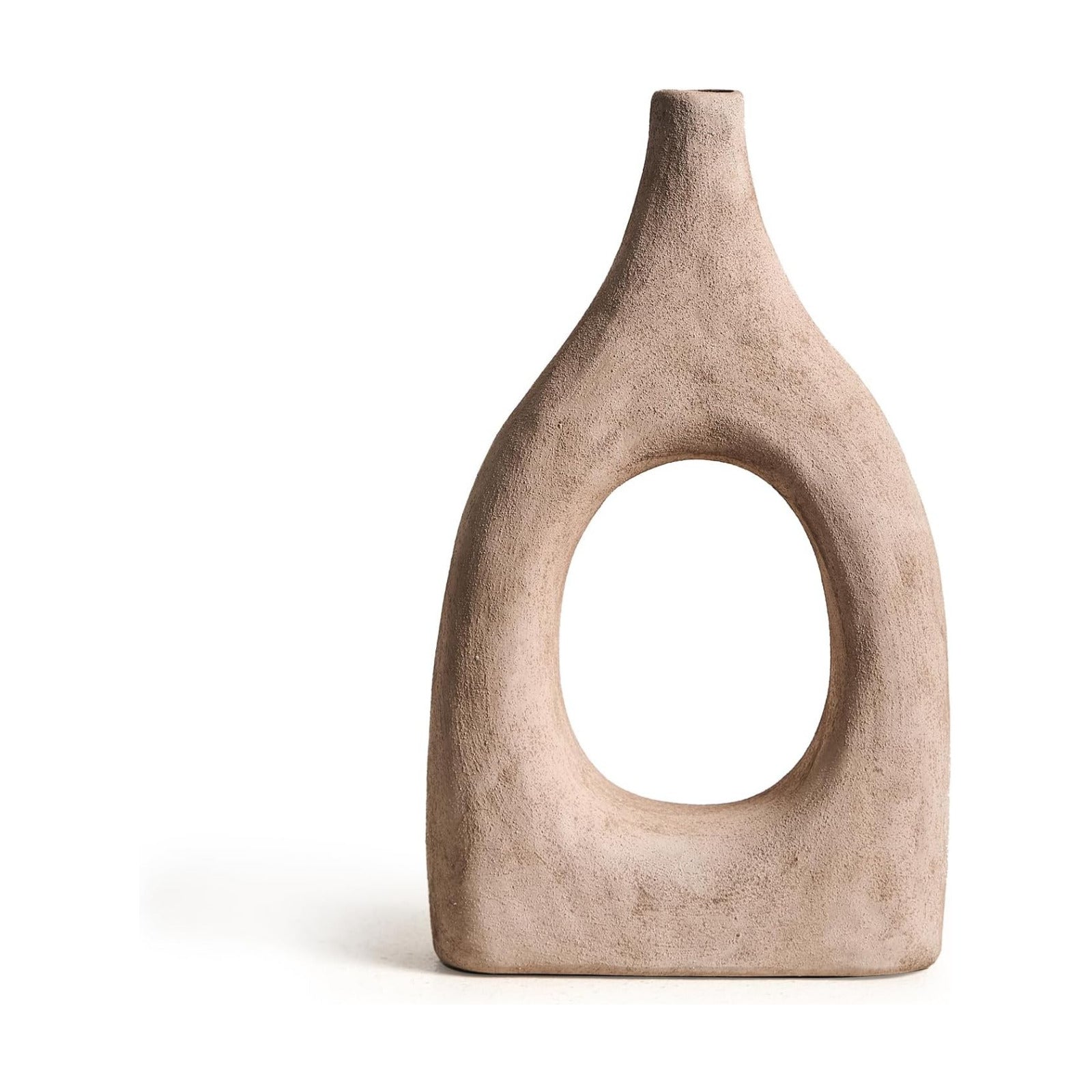 Large Boho Ceramic Floor Vase / Beige Medium