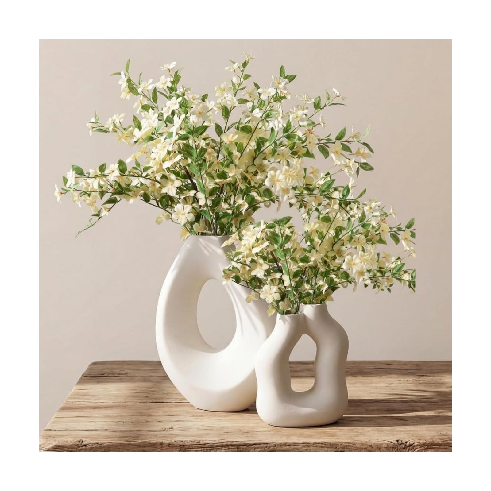 Ceramic Vase / Modern Donut Vases for Nordic Minimalist Boho Home Decor / Set of 2