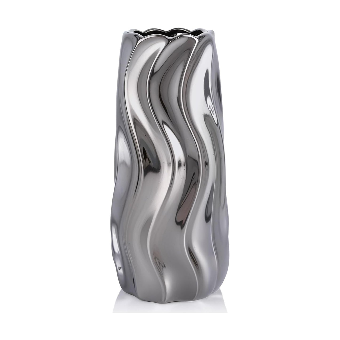9.5" Ceramic Vase / Silver / Medium