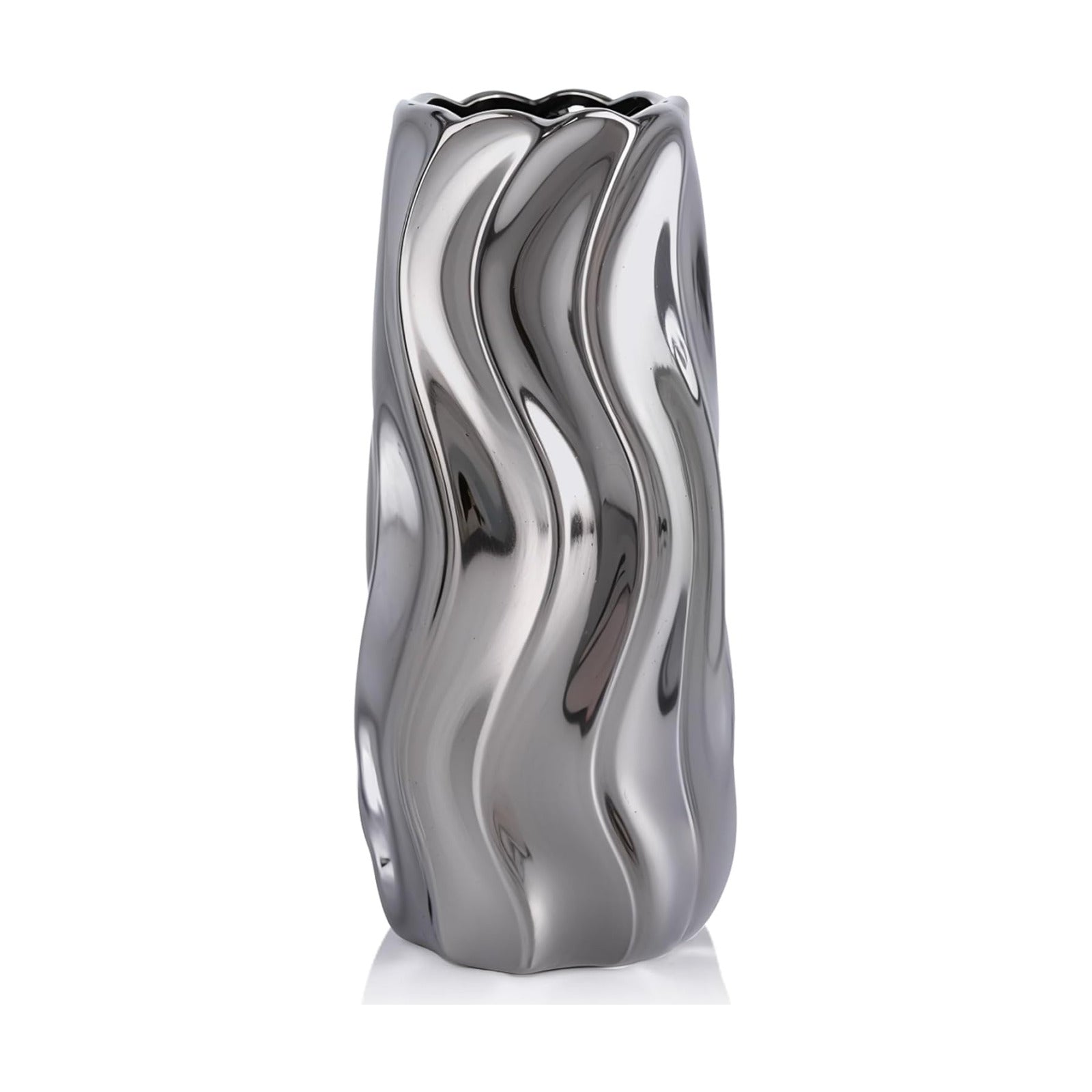 9.5" Ceramic Vase / Silver / Medium