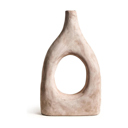 Large Boho Ceramic Floor Vase / Beige Large