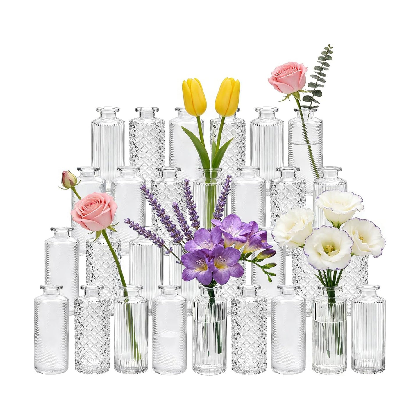 Glass Bud Vases / Clear / Set of 30