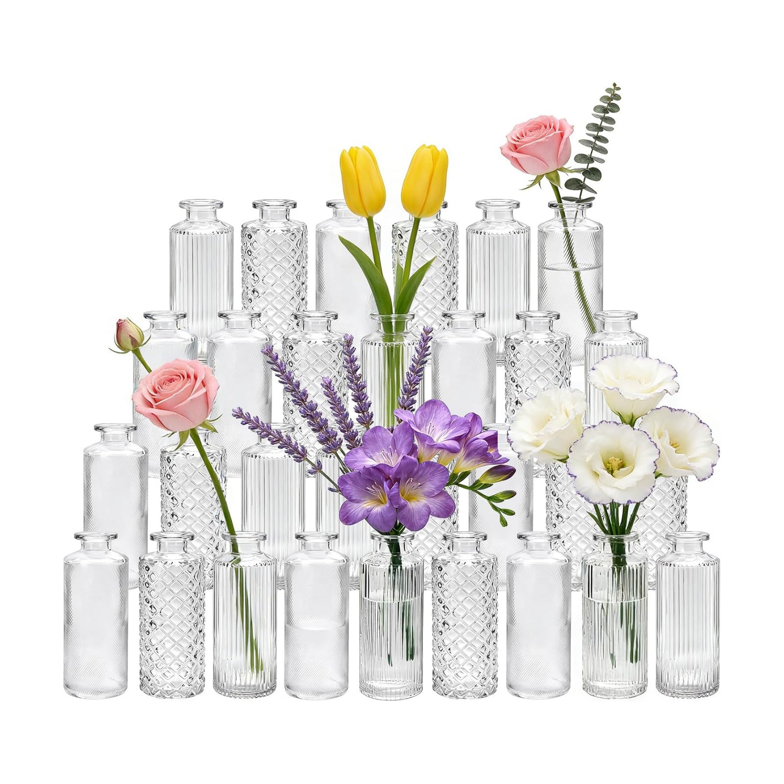 Glass Bud Vases / Clear / Set of 30