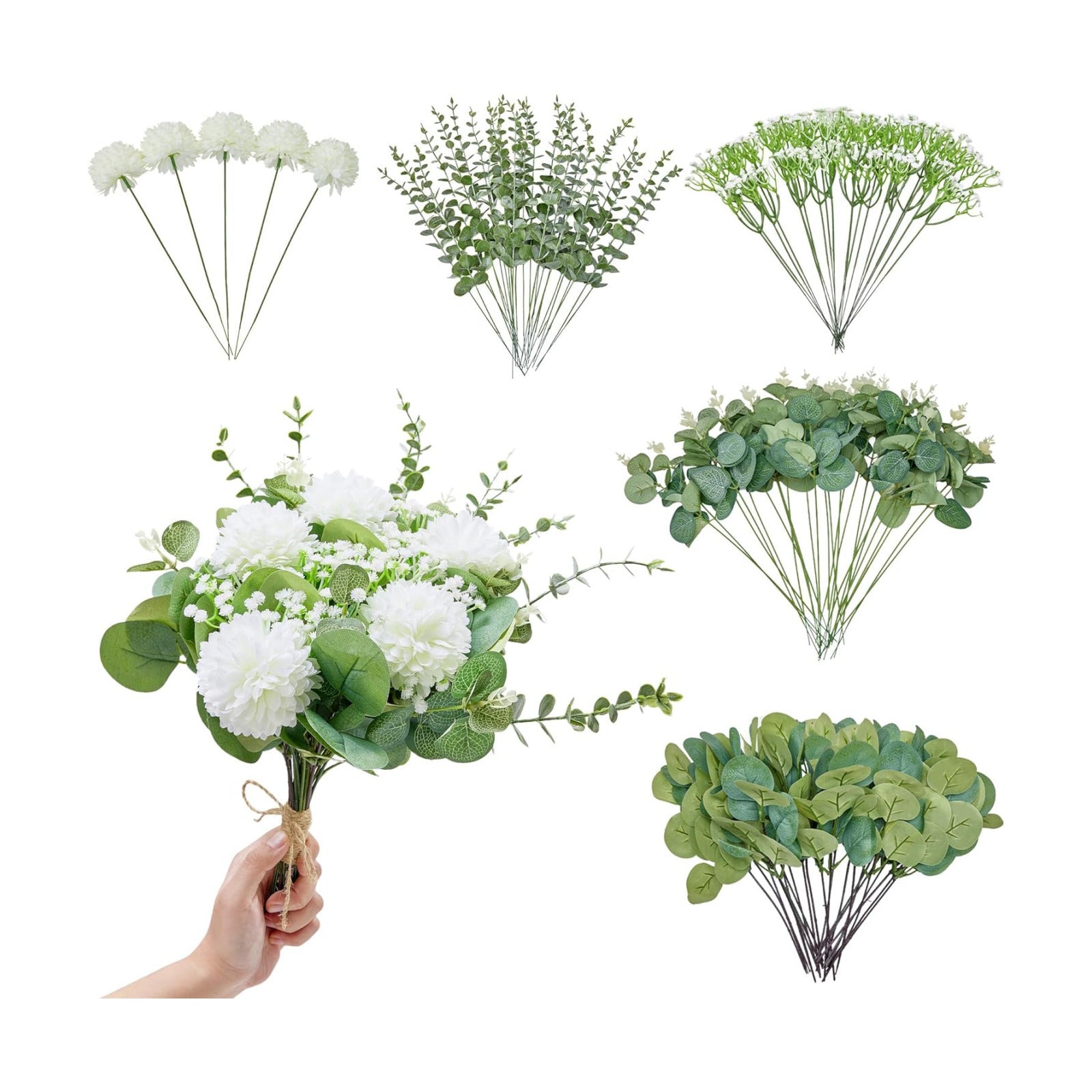 Babys Breath Artificial Flowers and Fake mums / Silver / Set of 100
