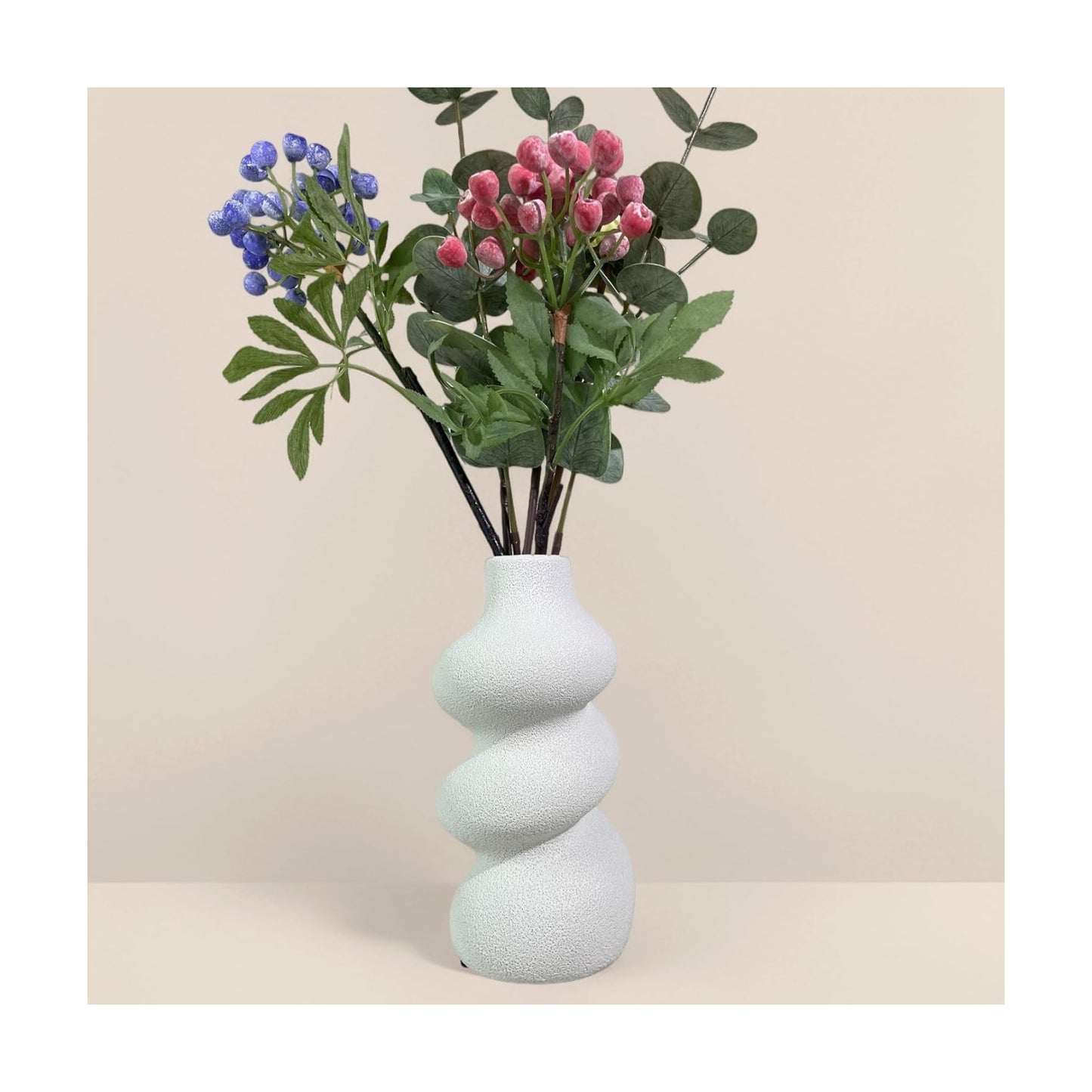 White Ceramic Vase / White B / 8 Inch