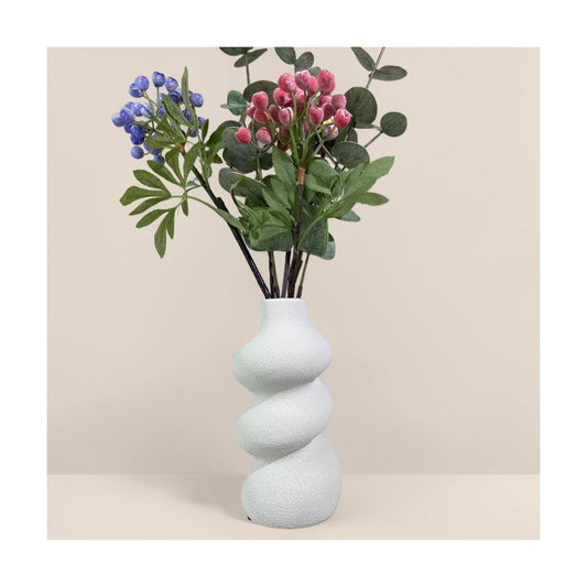 White Ceramic Vase / White B / 8 Inch