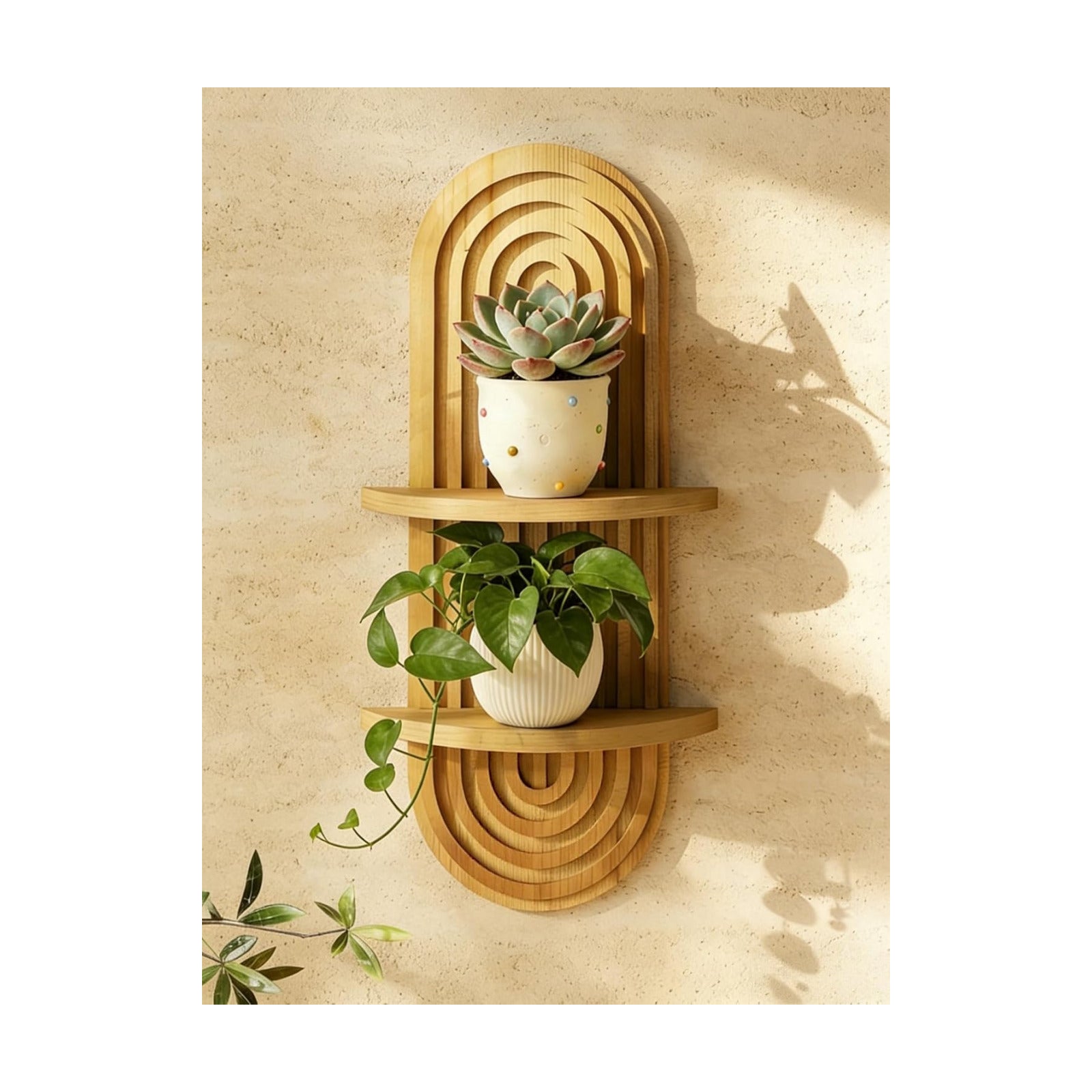 Boho Wall Decor Plant Wall Shelf Mid Century Modern Decor Hanging Plant Shelf / Natural / 16.7