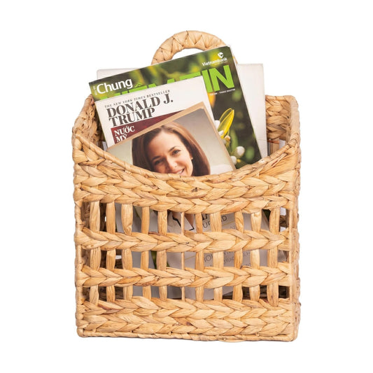 NAYA Water Hyacinth Hanging Wicker Basket