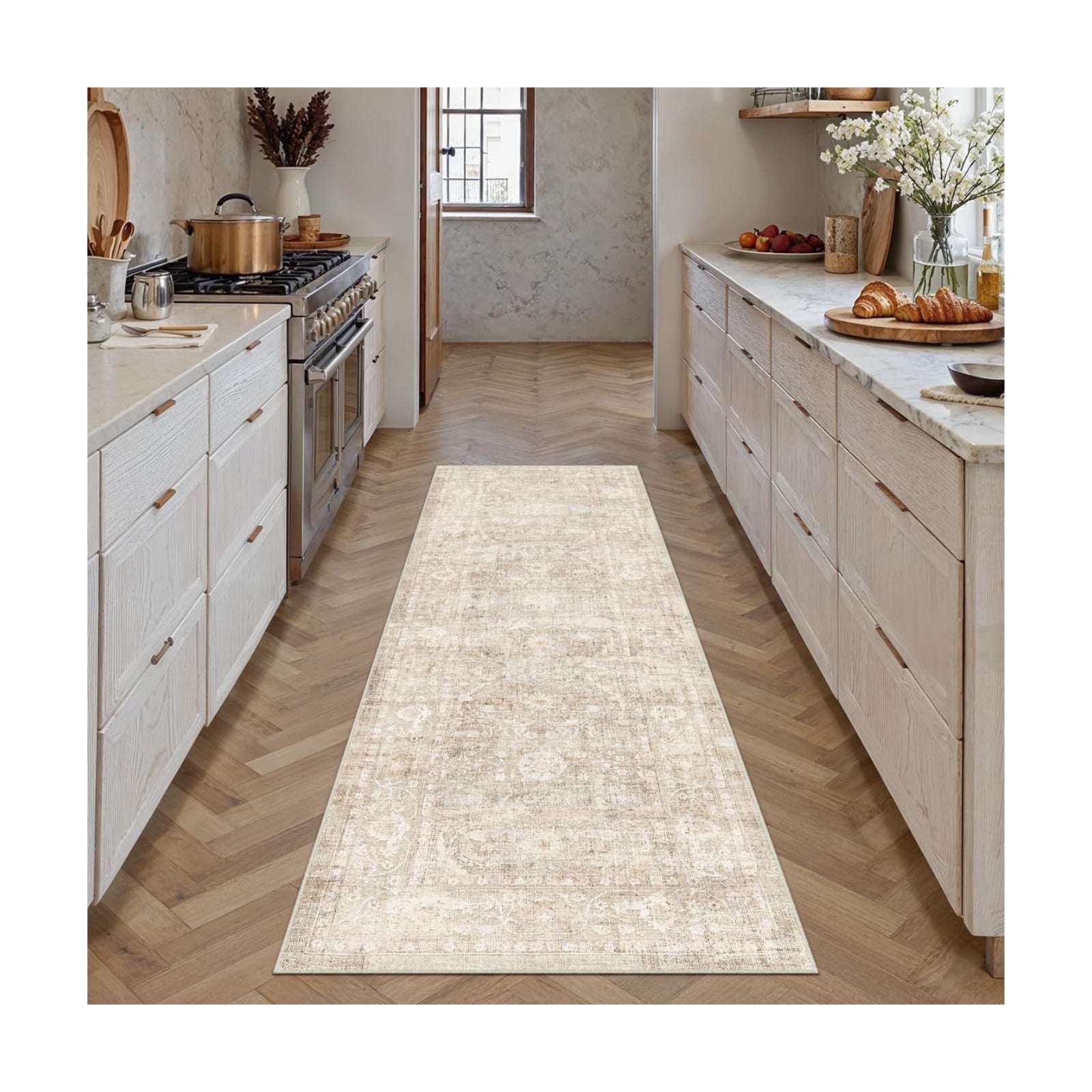 2x5 Beige Neutral Kitchen Hallway Runner Rug