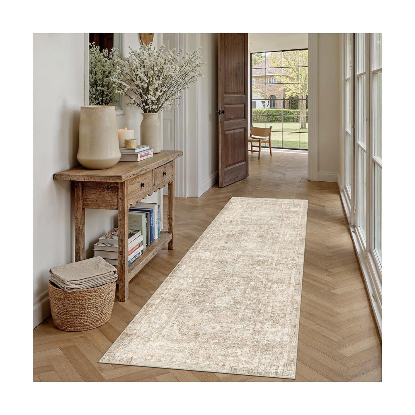 2x8 Beige Neutral Kitchen Hallway Runner Rug