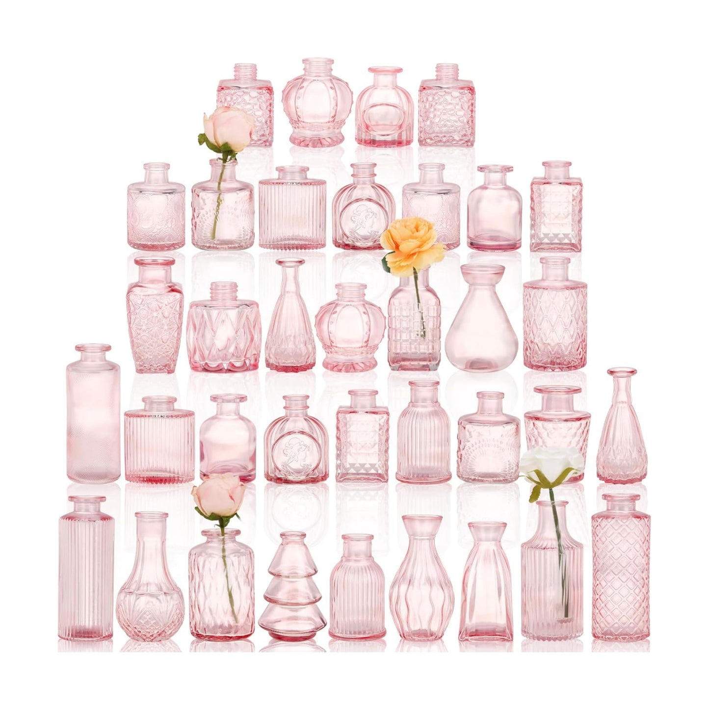 Glass Bud Vase Set / Pink / Set of 36