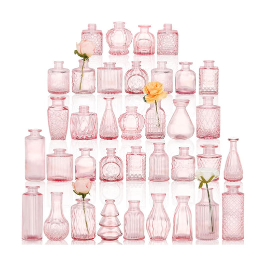 Glass Bud Vase Set / Pink / Set of 36