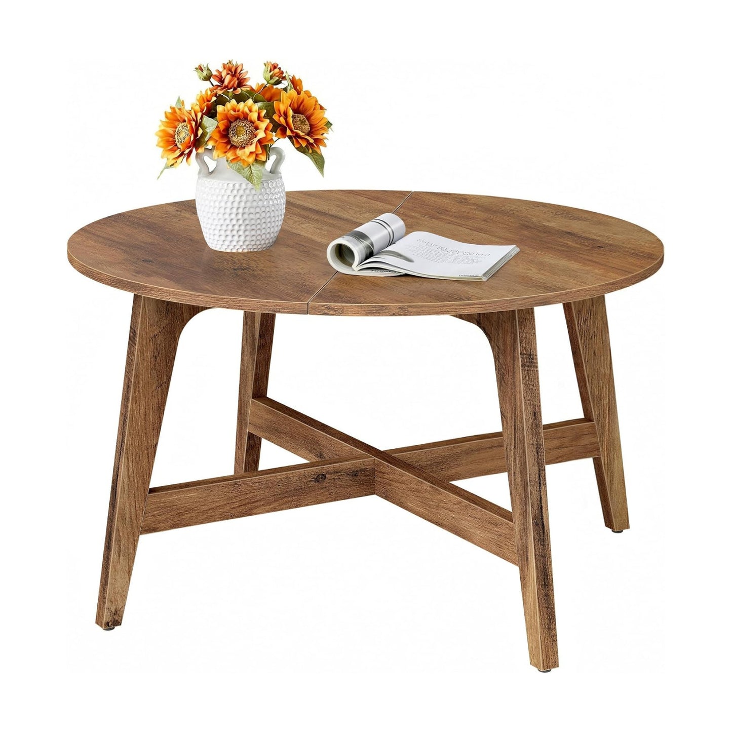 Round Coffee Table / Honey Brown / 31.5"dia. x 18"H / Mid-century Modern