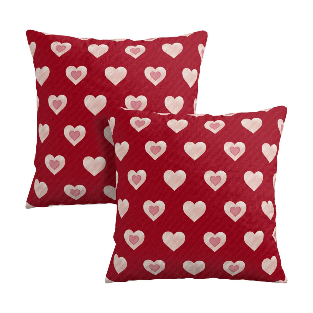 Valentine Day Outdoor Throw Pillow Covers 18x18 Set of 2 Red Pink Heart Pillows Cases Valentines Decorative Cushion Covers for Bed Couch Sofa Living Room
