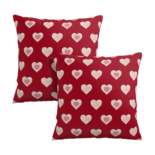 Valentine Day Outdoor Throw Pillow Covers 18x18 Set of 2 Red Pink Heart Pillows Cases Valentines Decorative Cushion Covers for Bed Couch Sofa Living Room