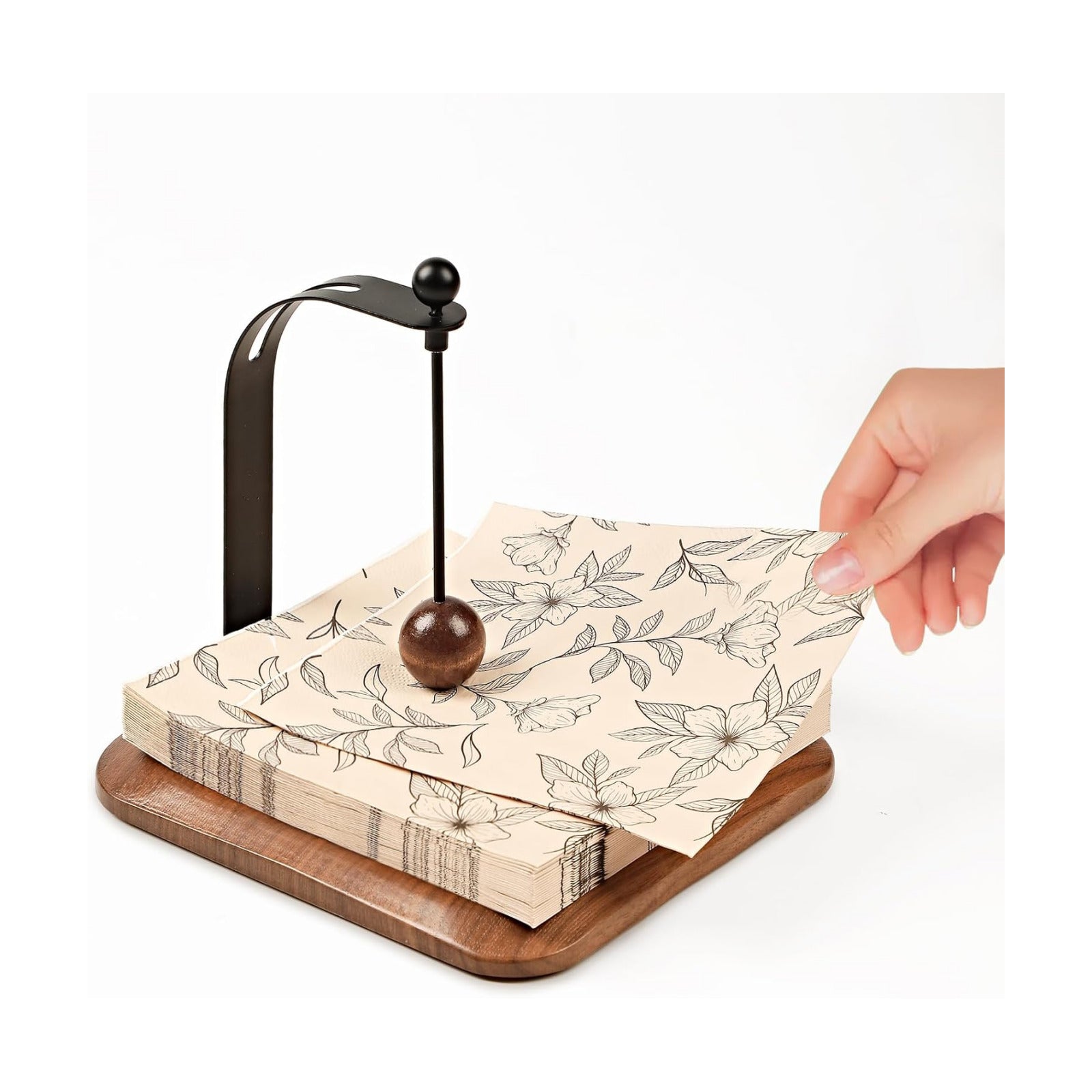 Modern Table Napkin Holder in Solid Walnut Wood / Black