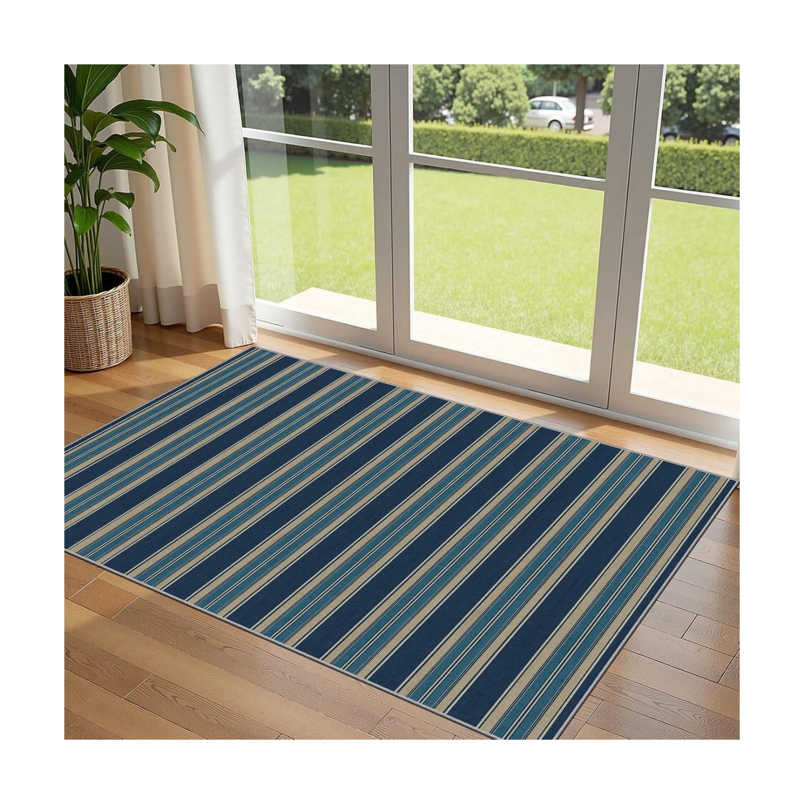 3x5 Striped Entry Rug - Washable Indoor Outdoor Mats for Front Door