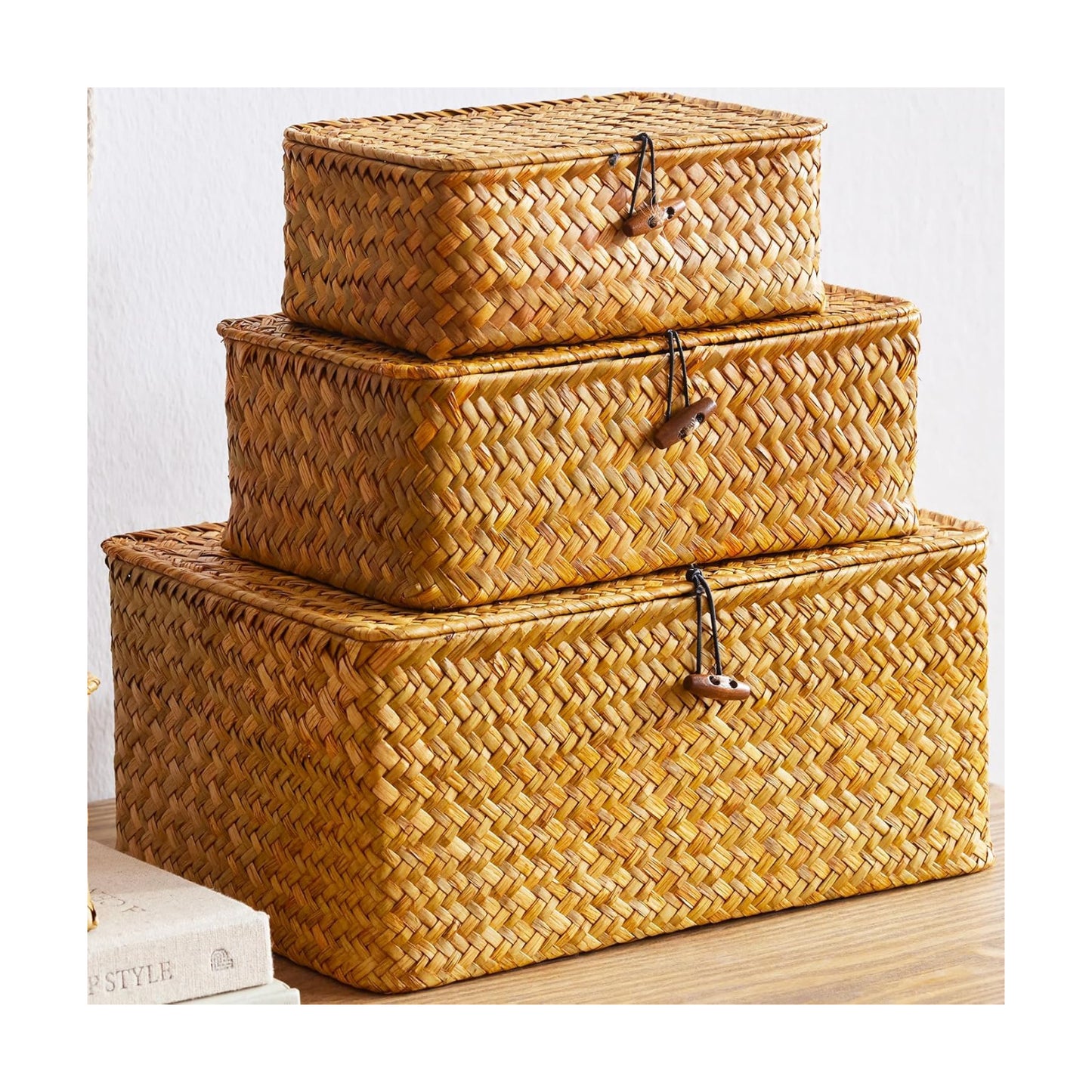 Handwoven Baskets for Storage / Rectangle / Set of 3