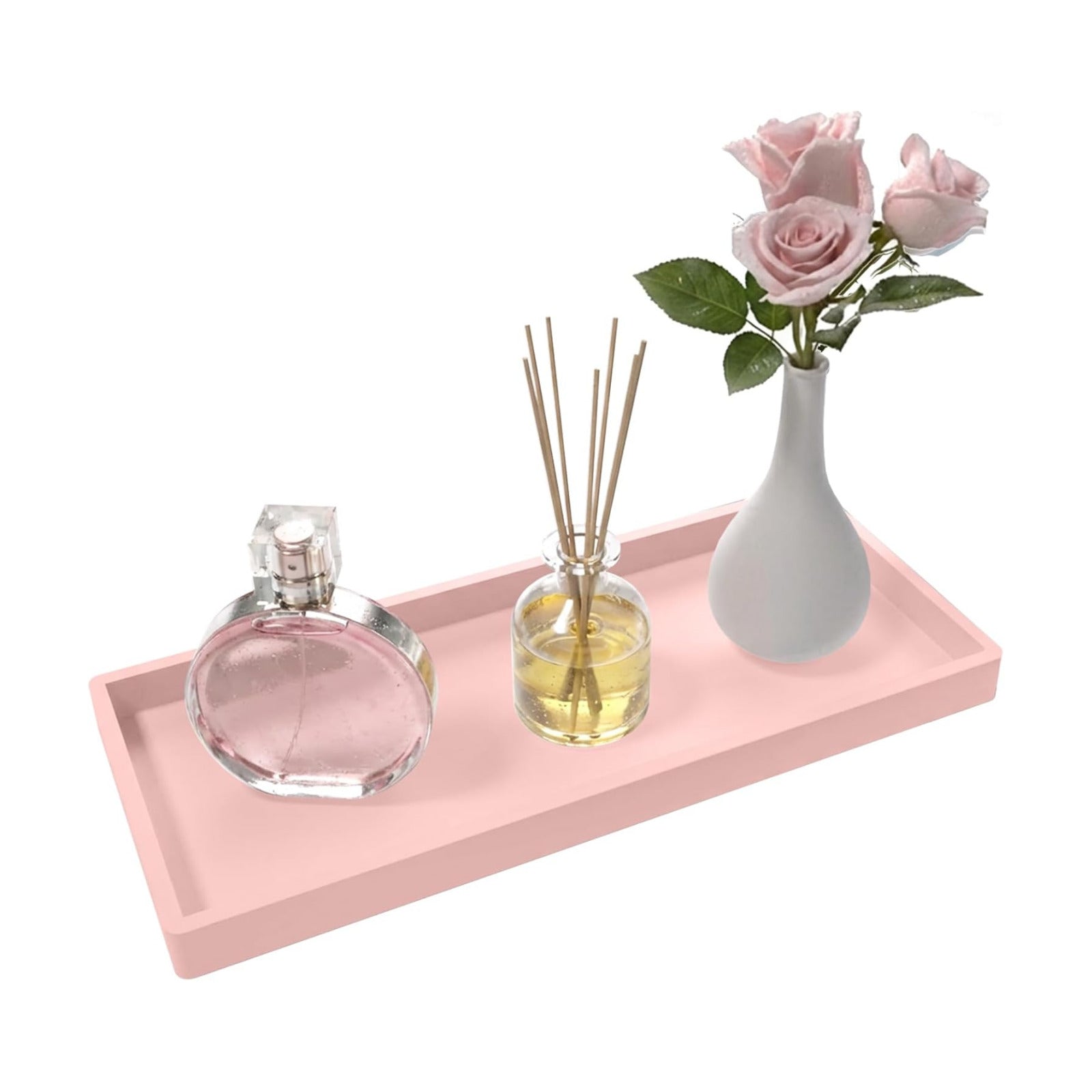 Bathroom Vanity Tray / Pink / 11.8 x 5 x 0.8