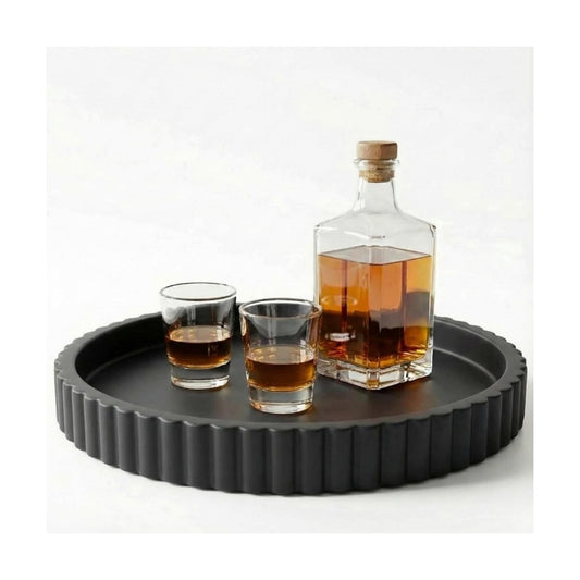 13- Round Coffee Table Tray / Black / Set of 13