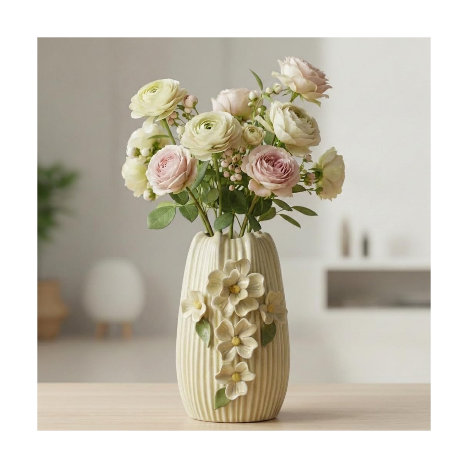 Ceramic Vase / Modern Centerpiece Vases Home Decor / Yellow / 9 Inch