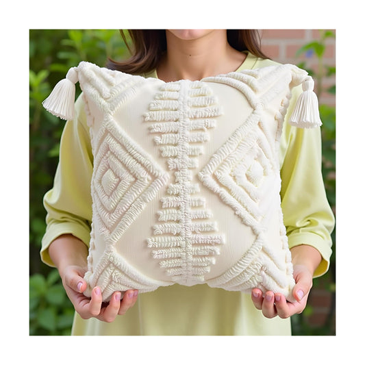 Boho Throw Pillows / Boho Cream / 18 x 18