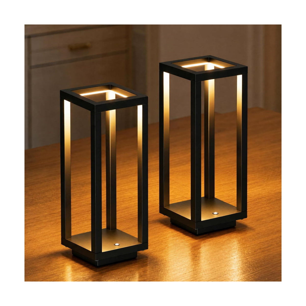 Cordless Table Lamp,Outdoor Rechargeable Table Lamp Waterproof Battery 2PCS | 165H Runtime Modern Black Outdoor Lamp