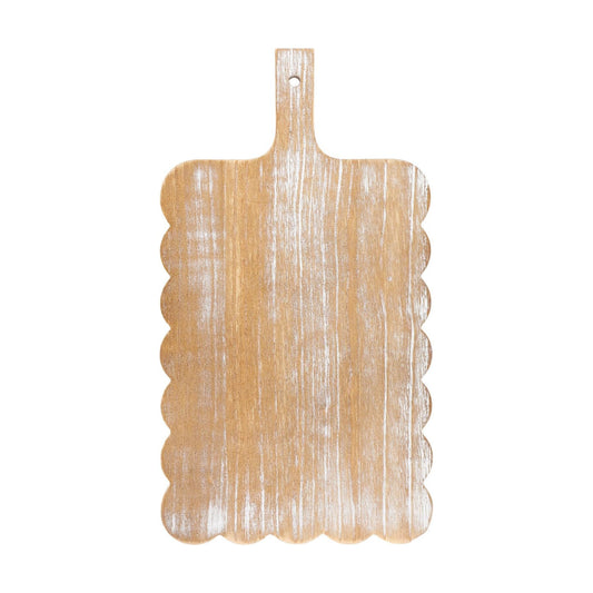 Large Acacia Wood Scallop Cutting Board Wooden Dinner Plate Scalloped Wood Tray Decorative / 18 x 10