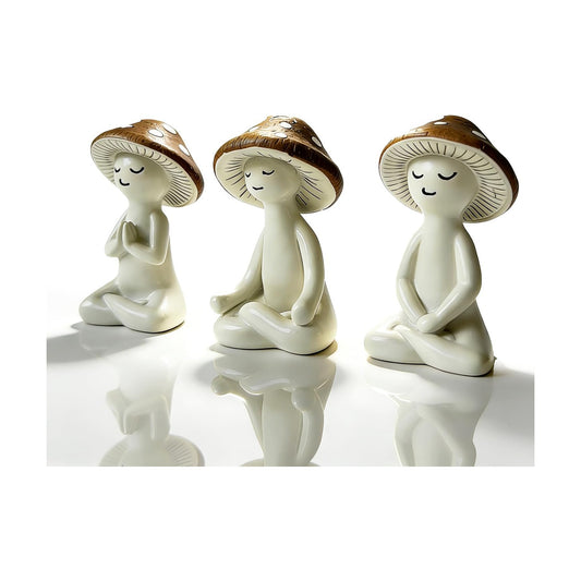 Ceramic Meditation Mushroom Figurines Set / Set of 3