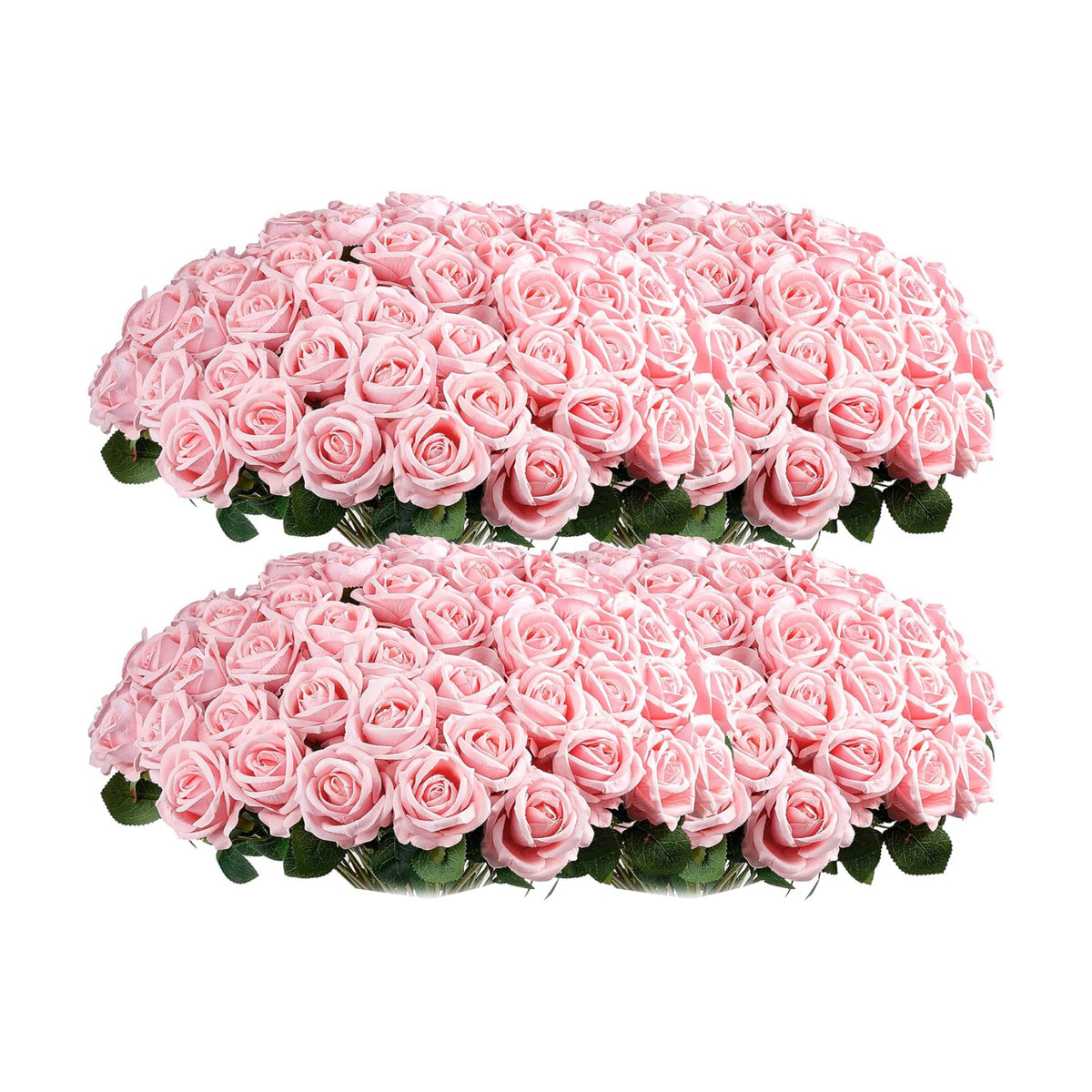 Auihiay 104PCS Pink Roses, Realistic Silk Velvet Pink Artificial Flowers