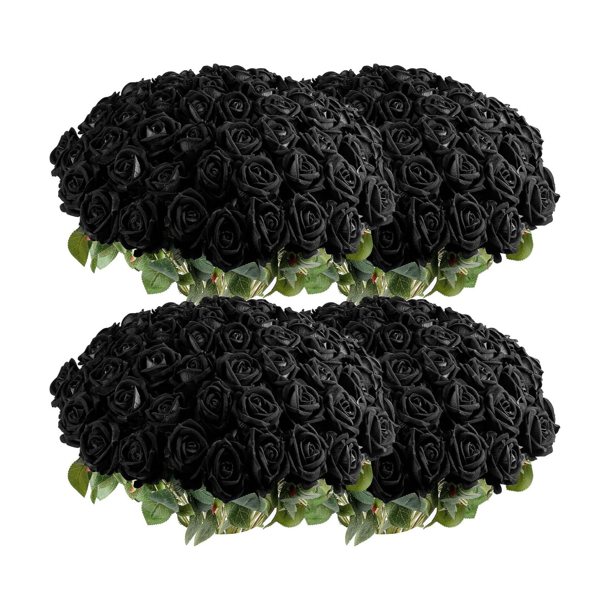 Auihiay 104PCS Black Roses, Faux Roses, Artificial Flowers Roses