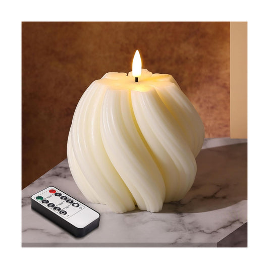 Swirl Flameless Candles / Cream White