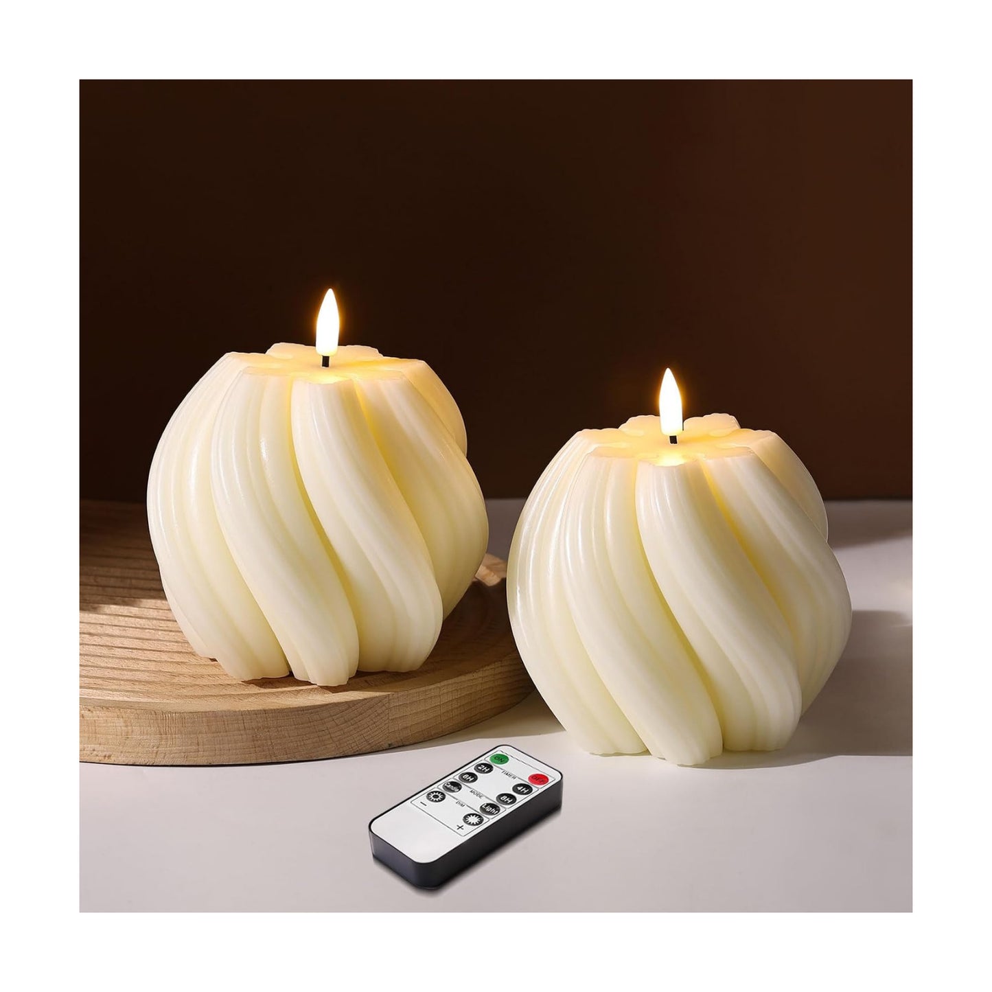 Swirl Flameless Candles / Cream White / Set of 2