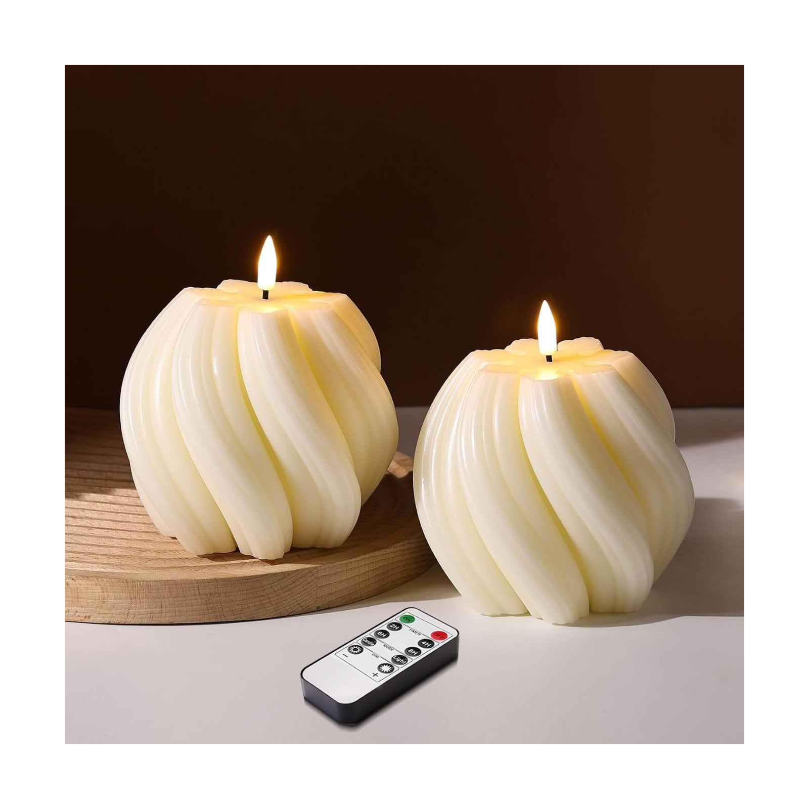 Swirl Flameless Candles / Cream White / Set of 2