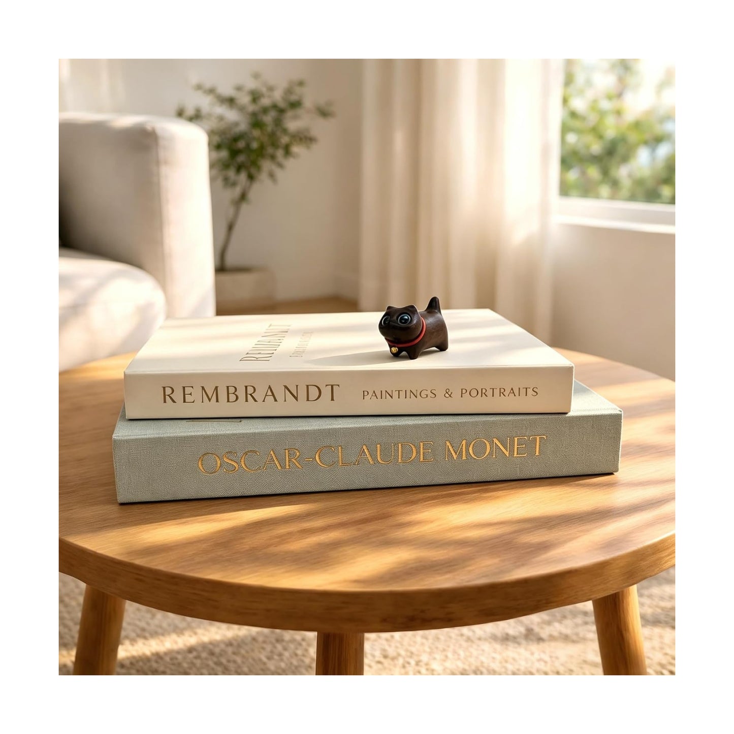 Linen Fake Book Decor / Sage/beige