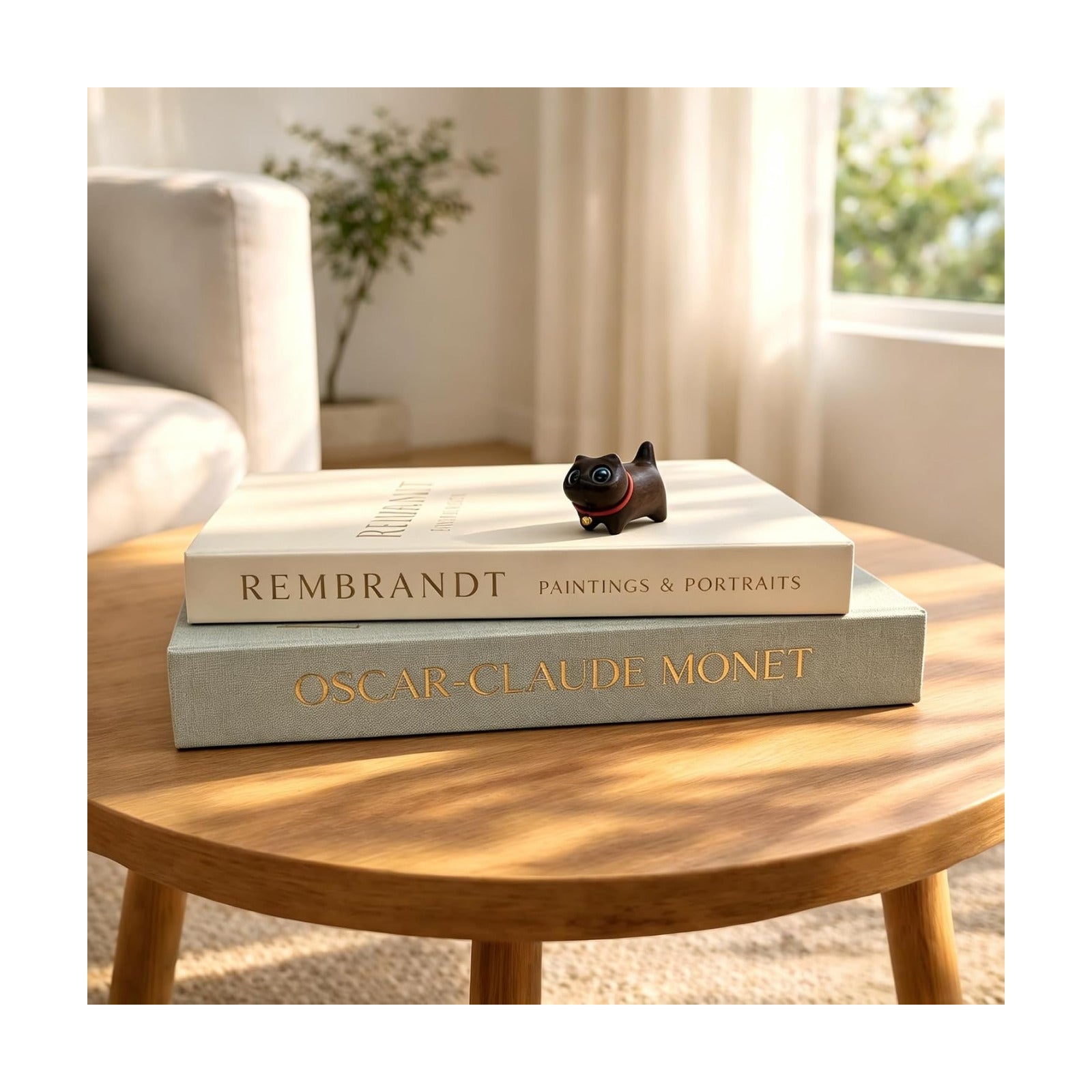 Linen Fake Book Decor / Sage/beige
