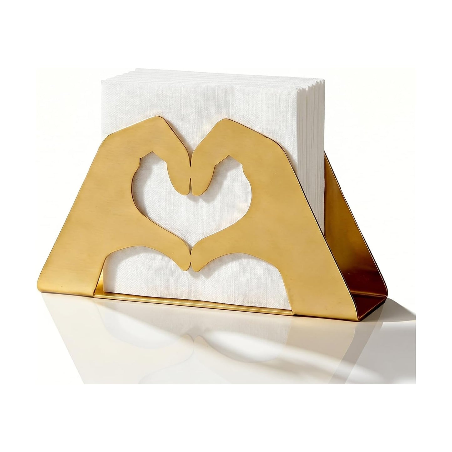 Love Heart Metal Napkin Holder for Paper Napkins & Mail / Gold
