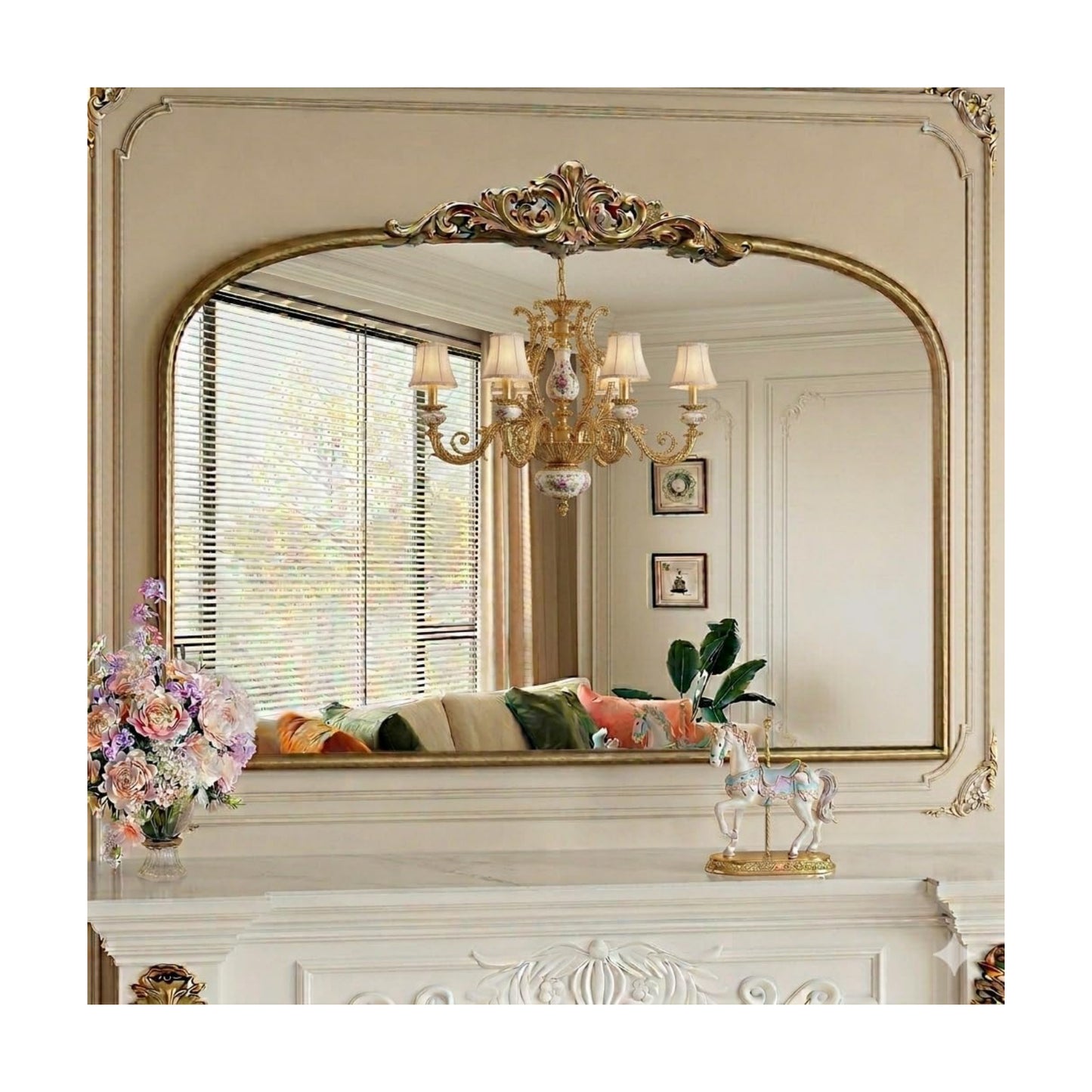 Vintage Golden Arch Mirror / Gold / 40"L x 30"W / 30 x 40