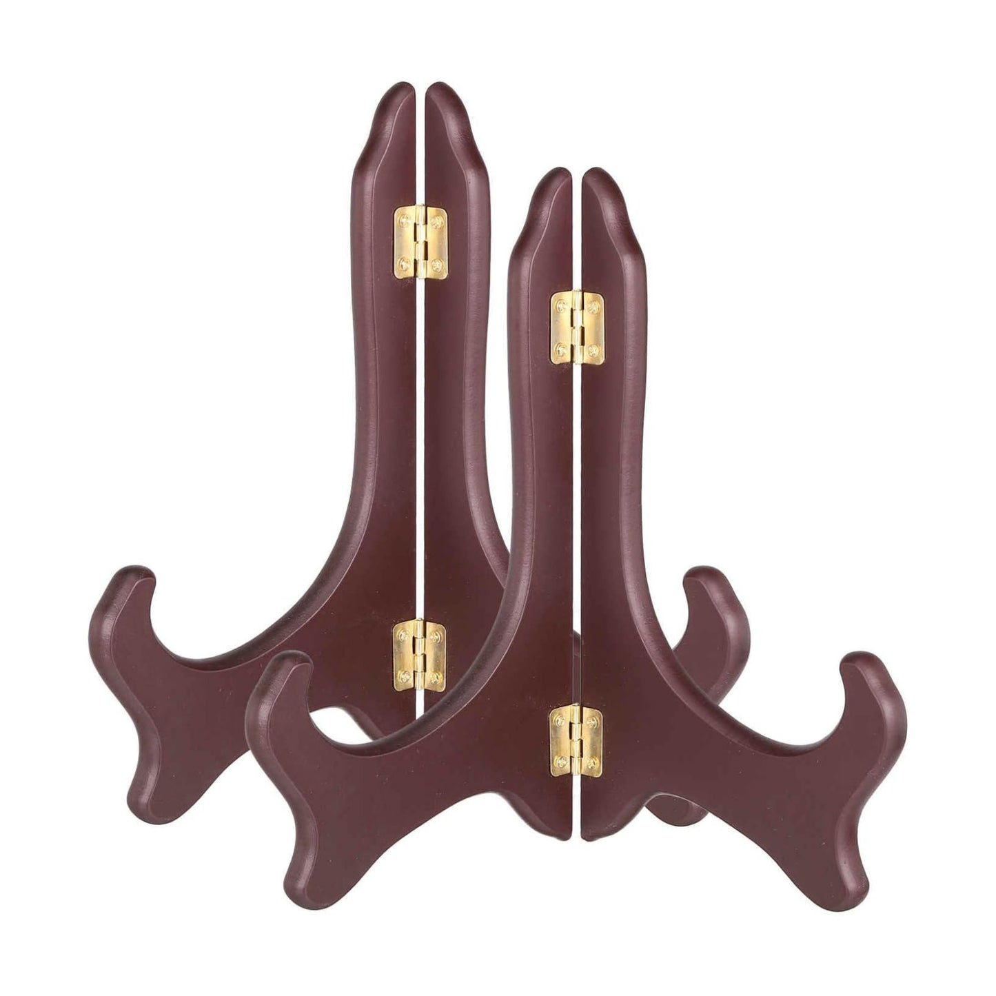 Wooden Easel Plate Holder / Burgundy / Set of 10