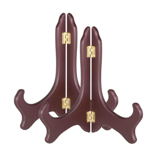 Wooden Easel Plate Holder / Burgundy / Set of 10