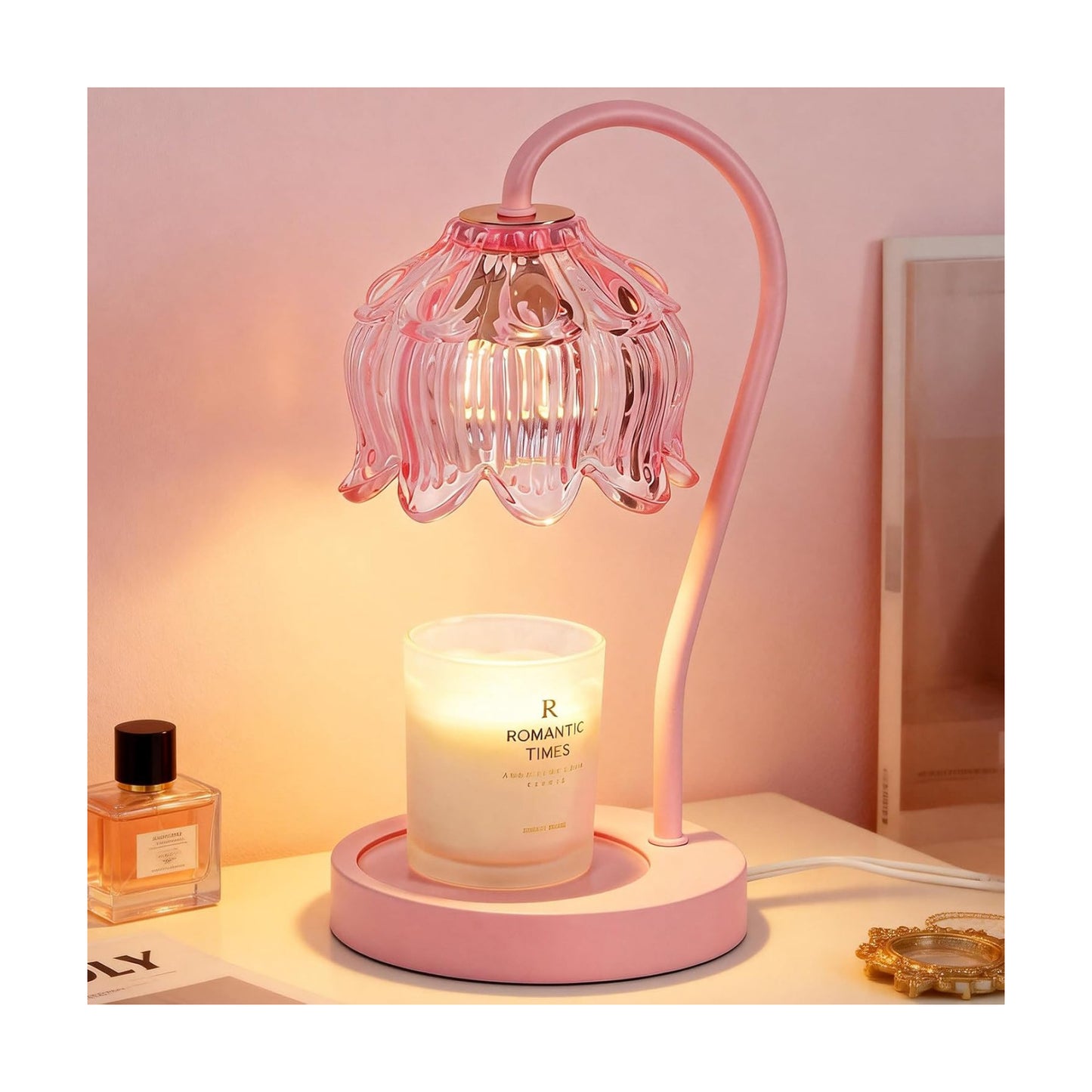 Funistree Flower Candle Warmer Lamp with Timer, Dimmable Candle Lamp Warmer, Christmas Birthday Gifts for Women Mom
