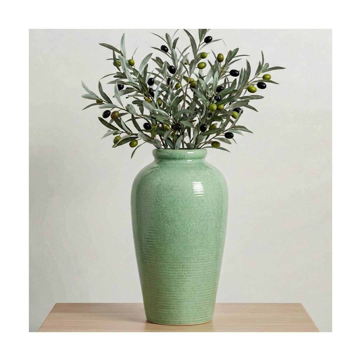 Ceramic Vase / Tall Modern Flower Vase for Pampas Grass / 11 Inch / Green