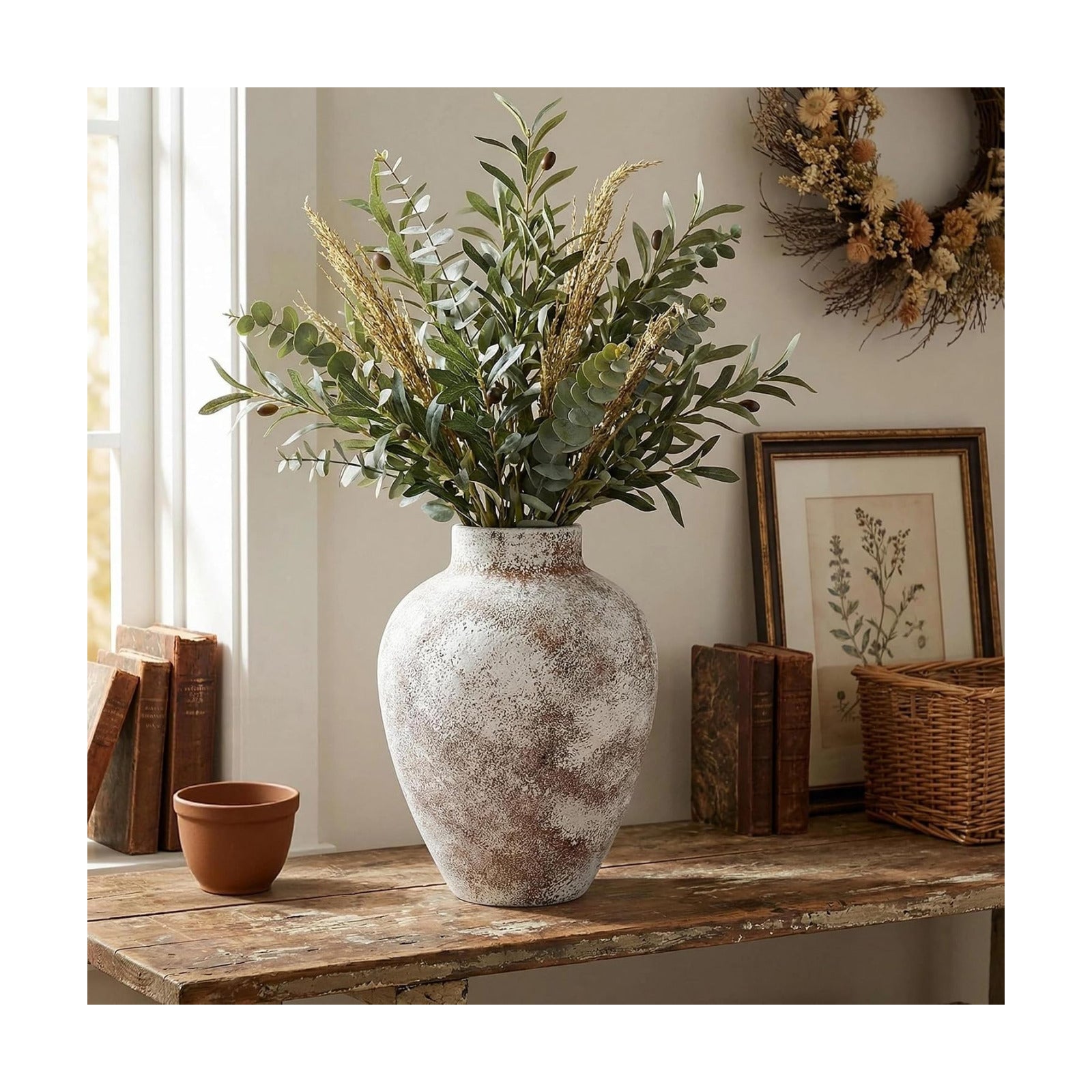11.8" Vintage Farmhouse Ceramic Vase / 11.8 In-brown