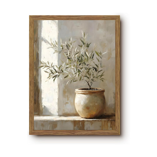 Rustic Potted Plant Paintings Prints / Olive Tree / 10"L x 8"W