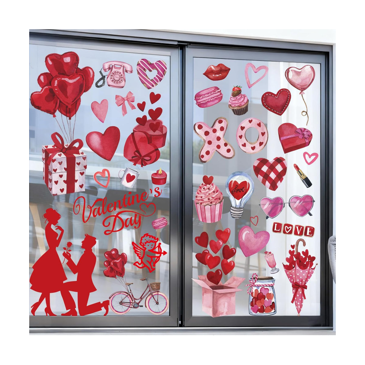 Holiday Window Clings for Home Decorations (Romantic)