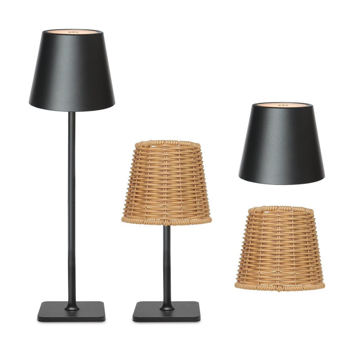 Mr. White Outdoor Waterproof Cordless Set of 2 Rechargeable Portable Top Touch Battery Operated Powered LED Table Lamp