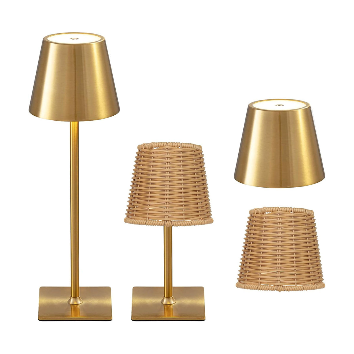 Mr. White Outdoor Waterproof Cordless Set of 2 Rechargeable Portable Top Touch Battery Operated Powered LED Table Lamp