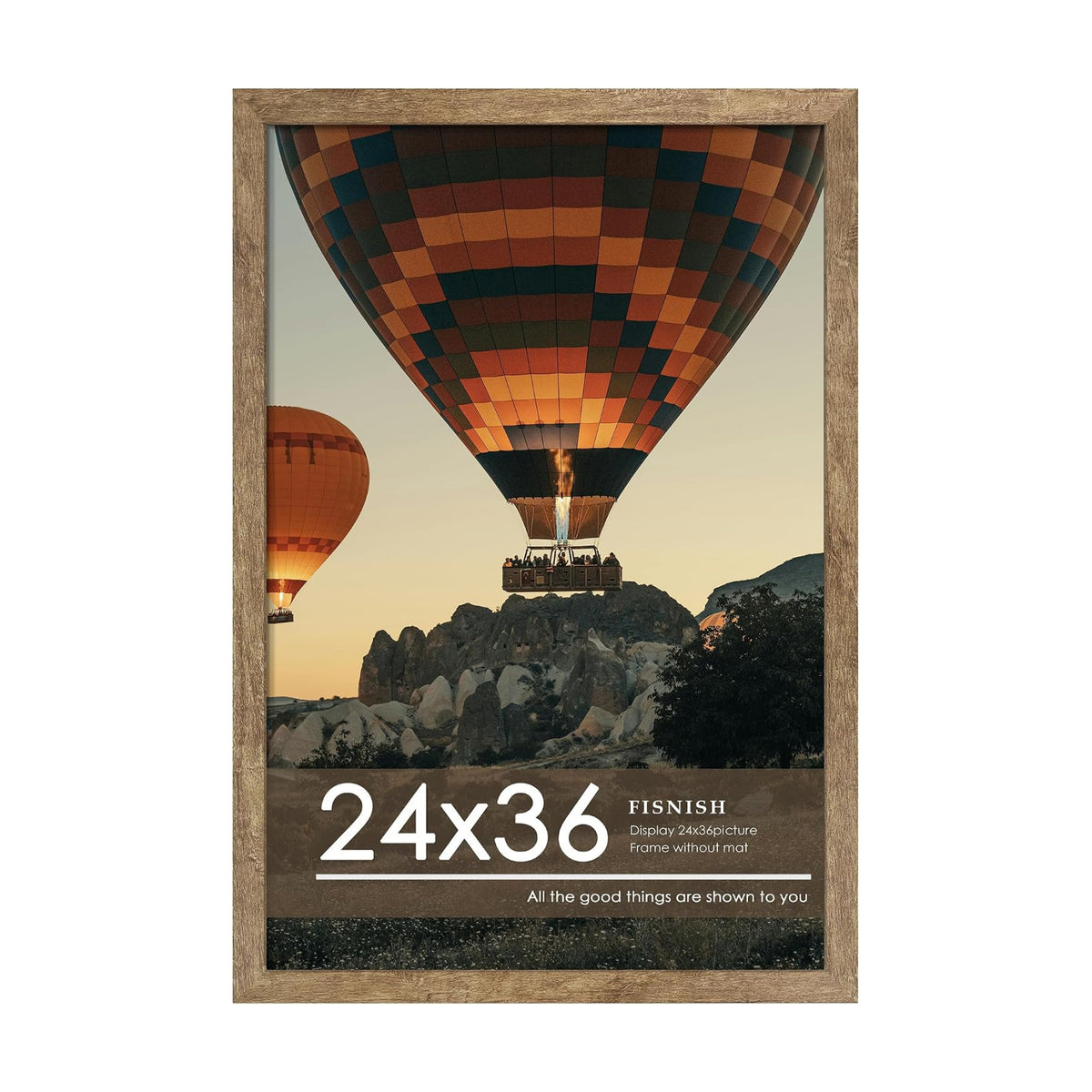 24x36 Poster Frame Natural Woodgrain Brown, for Wall Mount, 1 Pack | with Plexiglass, Poster Frames 24 x 36 inches or