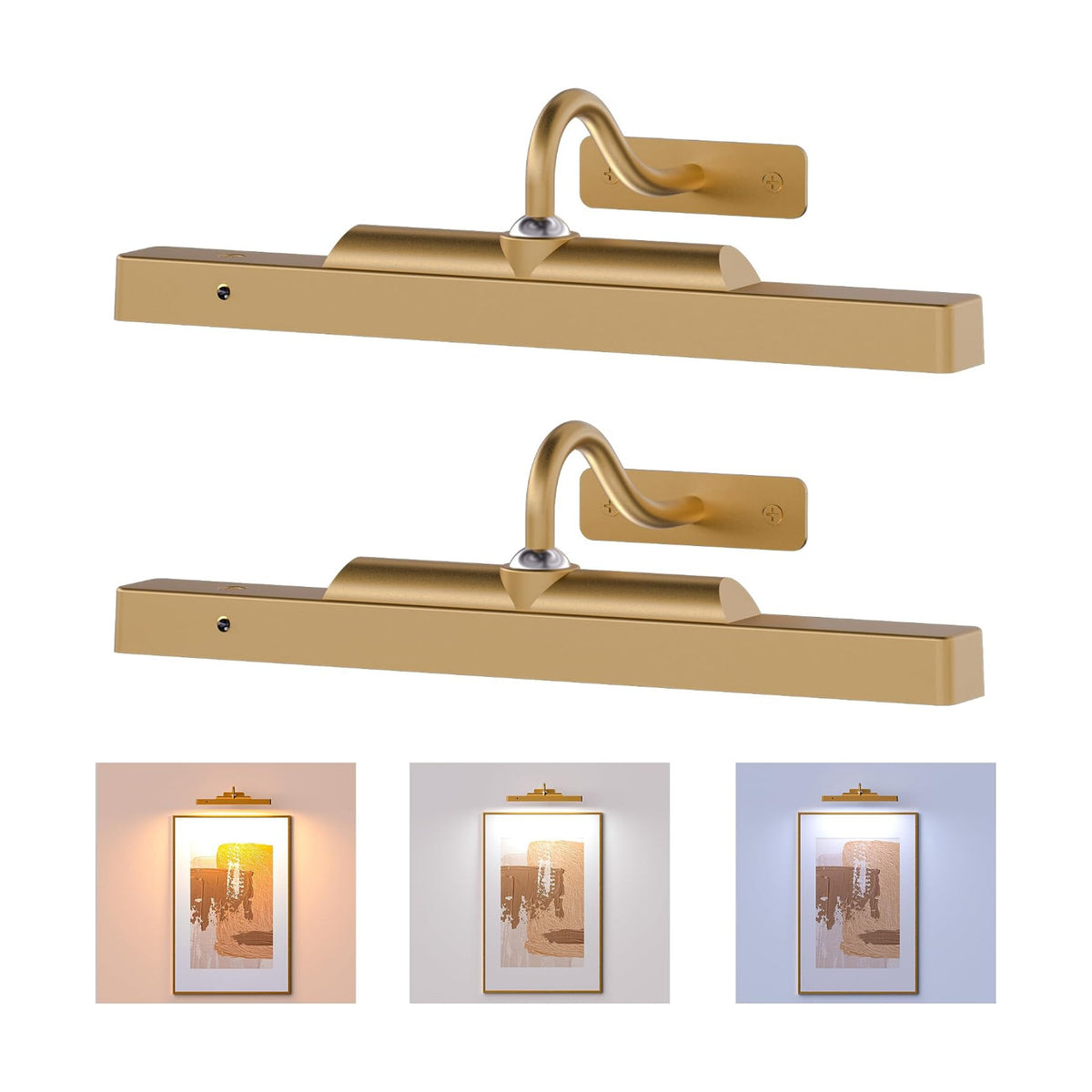 Gallery Picture Light for Wall, 4400mAh Cordless Wireless LED Wall Sconce,Rechargeable Dimmable Lighting for Modern